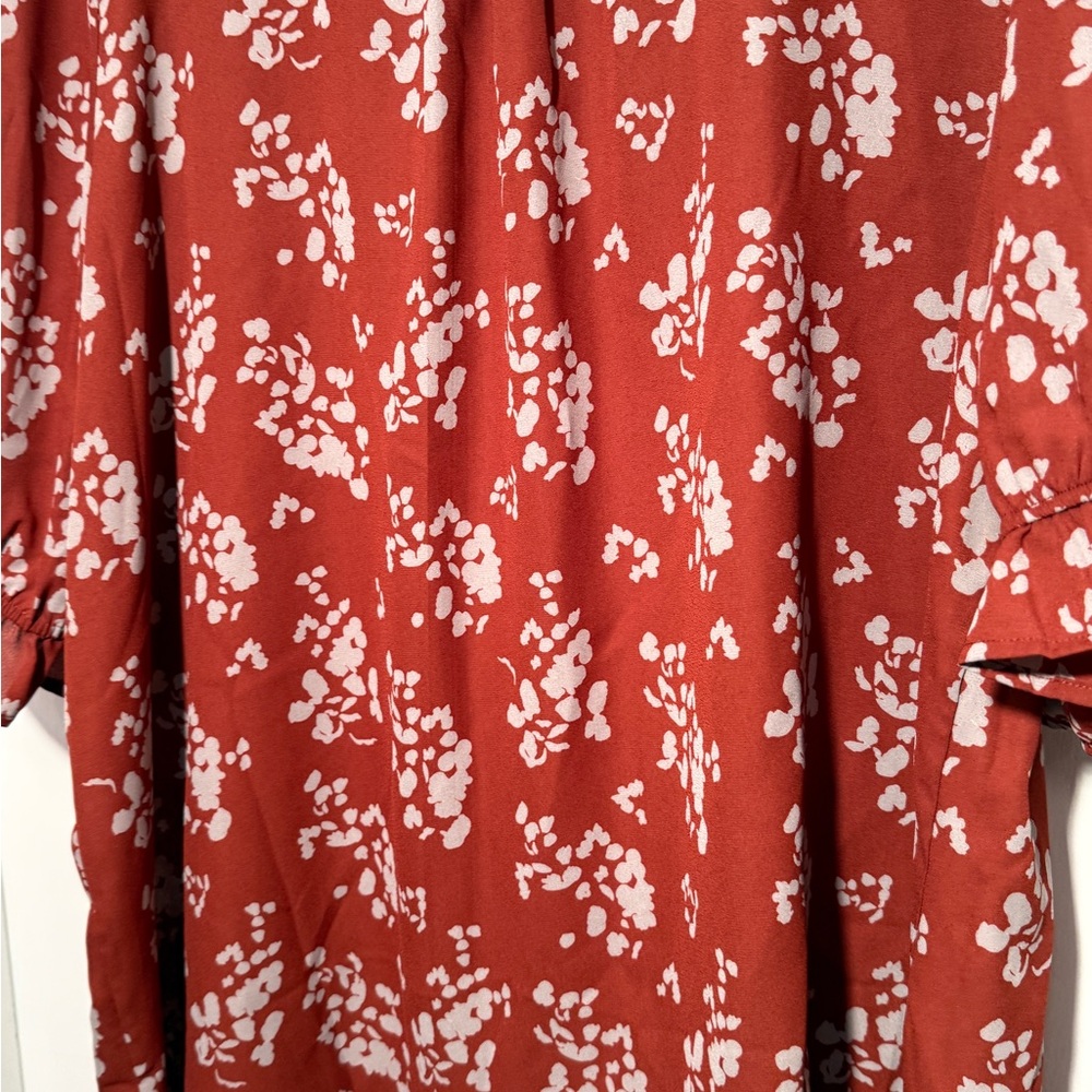 Tua Plus 3XL Rust Floral Blouse Scoop Neck Flowy Boho Plus Size Top - Picture 6 of 14